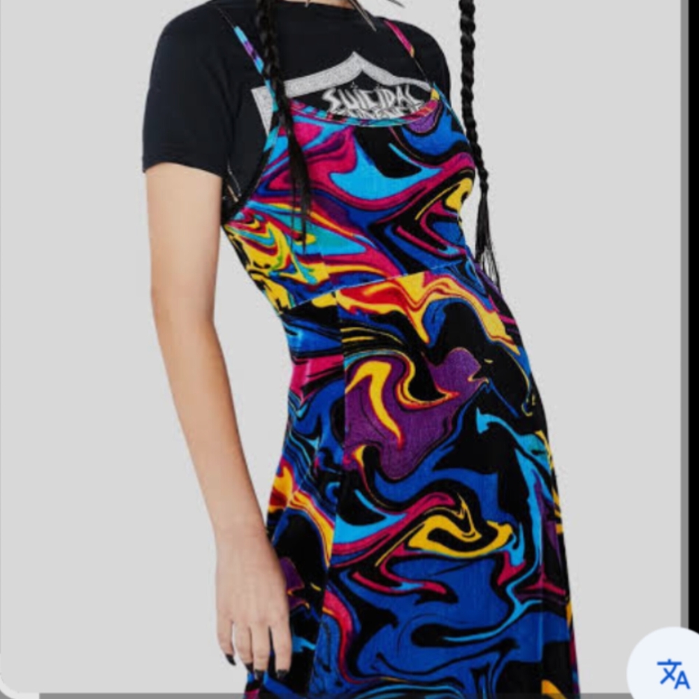 Black Friday Multicolor Vibrant Swirl Midi Dress Punk Hippie